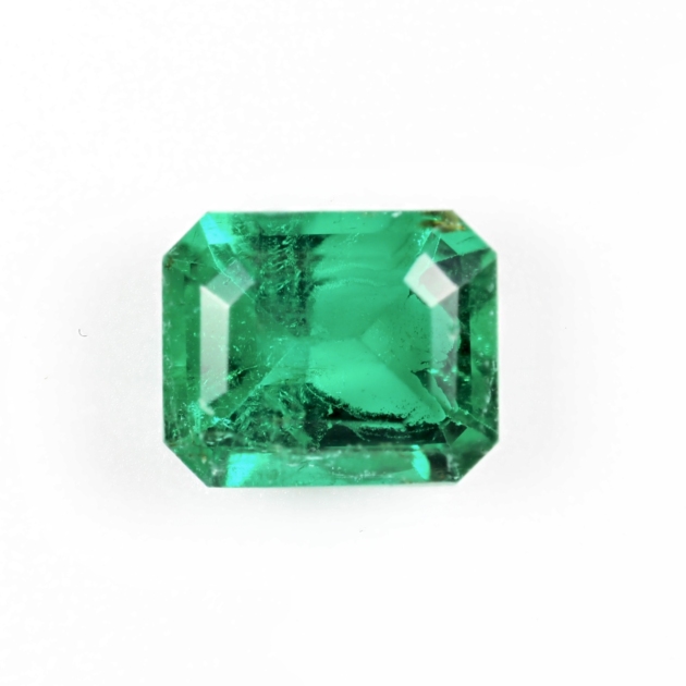 1.07 carat natural Panjshir emerald, front view on white background