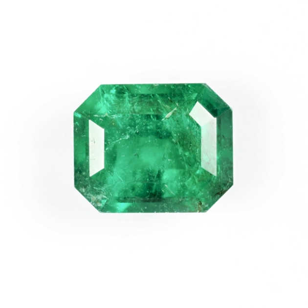1.22 carat natural Panjshir emerald, front view on white background