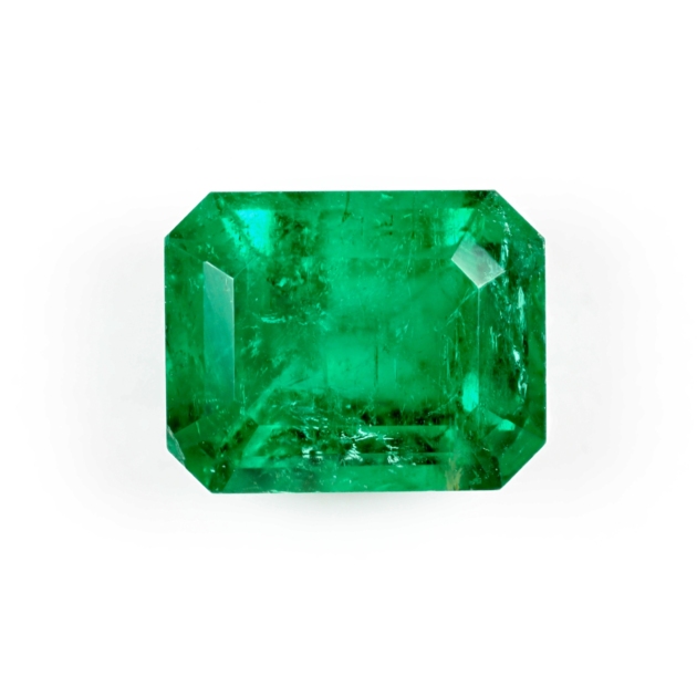 1.48 carat natural Panjshir emerald, GIA Certified, front view on white background